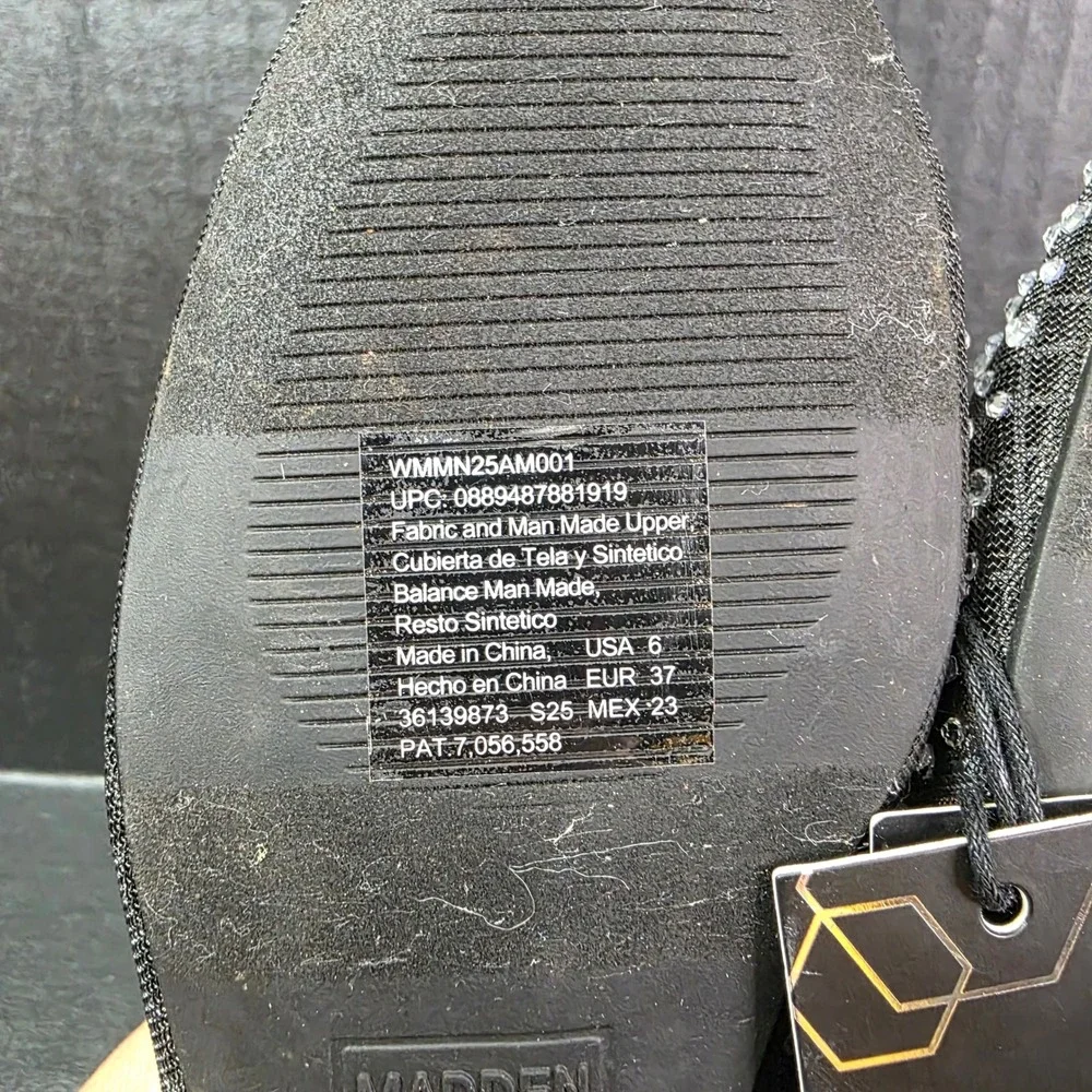 Madden NYC W MNYC‎ Mesh Flat Black Rhinestone Mary Jane Shoes Size 6 NEW